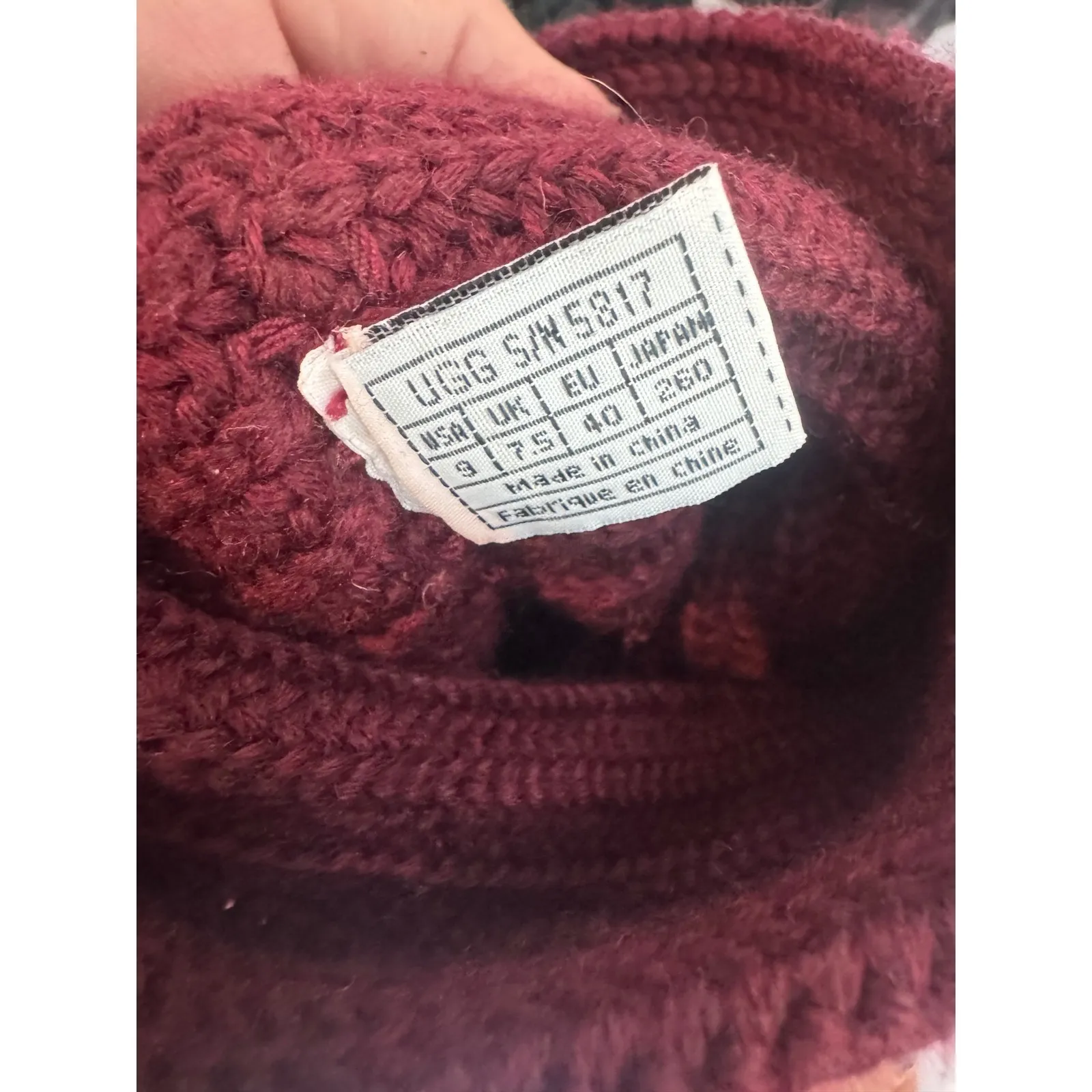 UGG Australia Knit Tall Boots Burgundy Suede Trim Women's Size 9 - Image 4