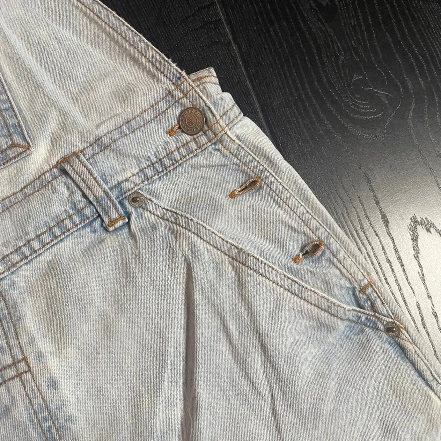 BILL BLASS‎ JEANS Small Lightwash Oversized Denim Overalls Button Cargo Vintage - Image 2
