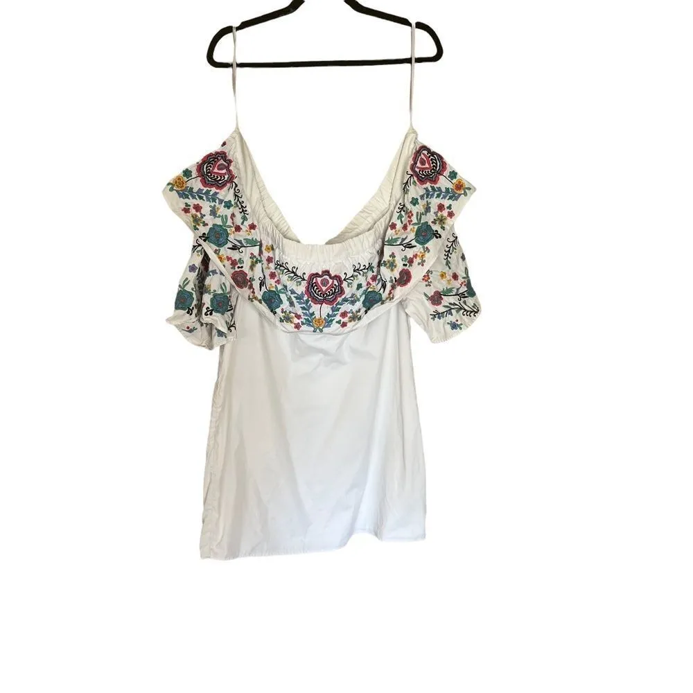 PARKER Cathy embroidered tunic off shoulder mini dress - Image 6
