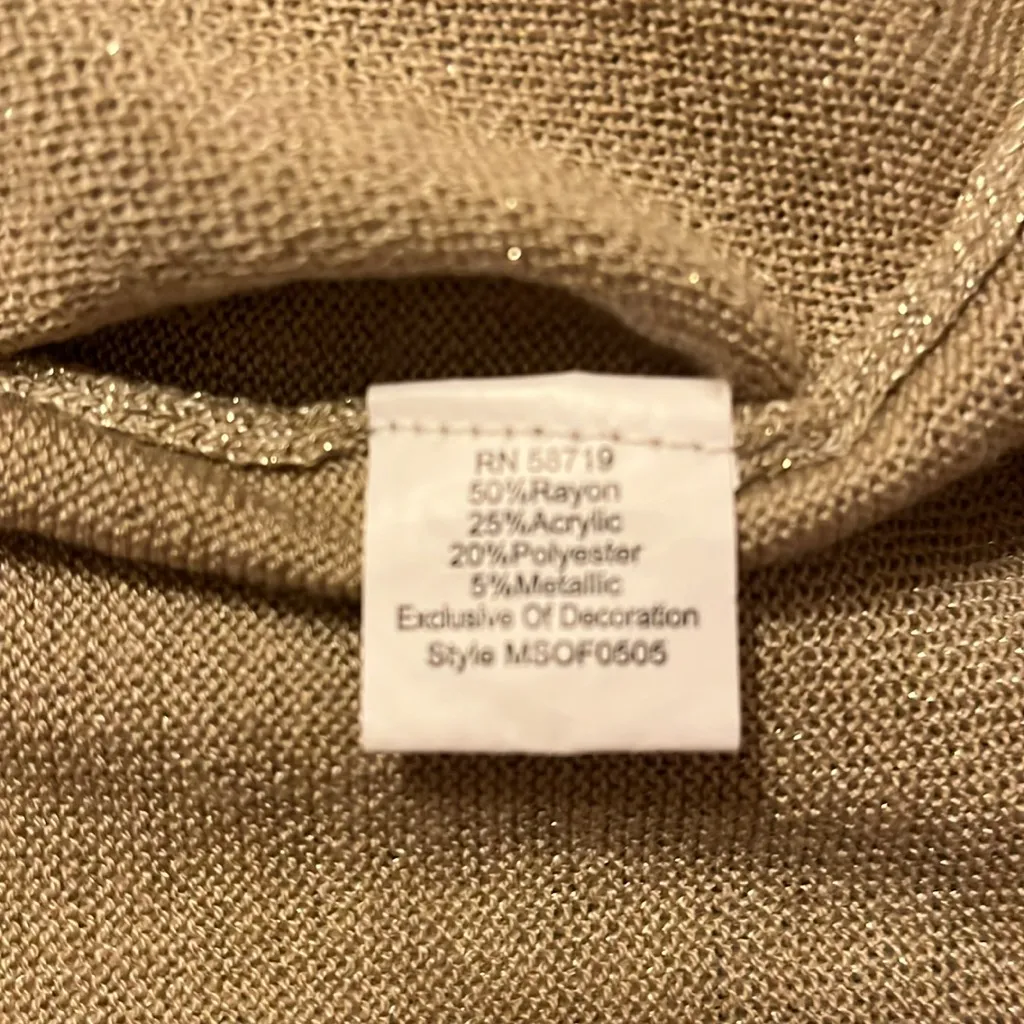 Elementz tan and gold cardigan with attached camisole size small - Image 7