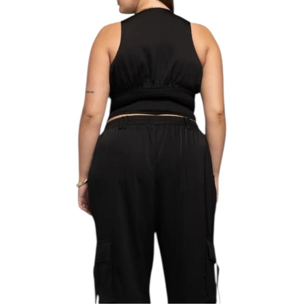 GIA/irl Briana Corset Top in Black size 0/12 Sleeveless V Neck - Image 3