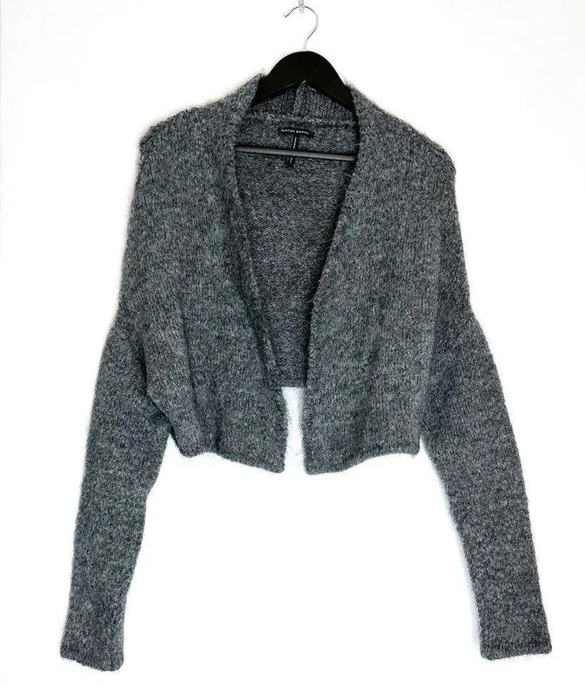 Italy Rare Mohair Blend Metallic Knit Cropped Cardigan One Size - Image 3