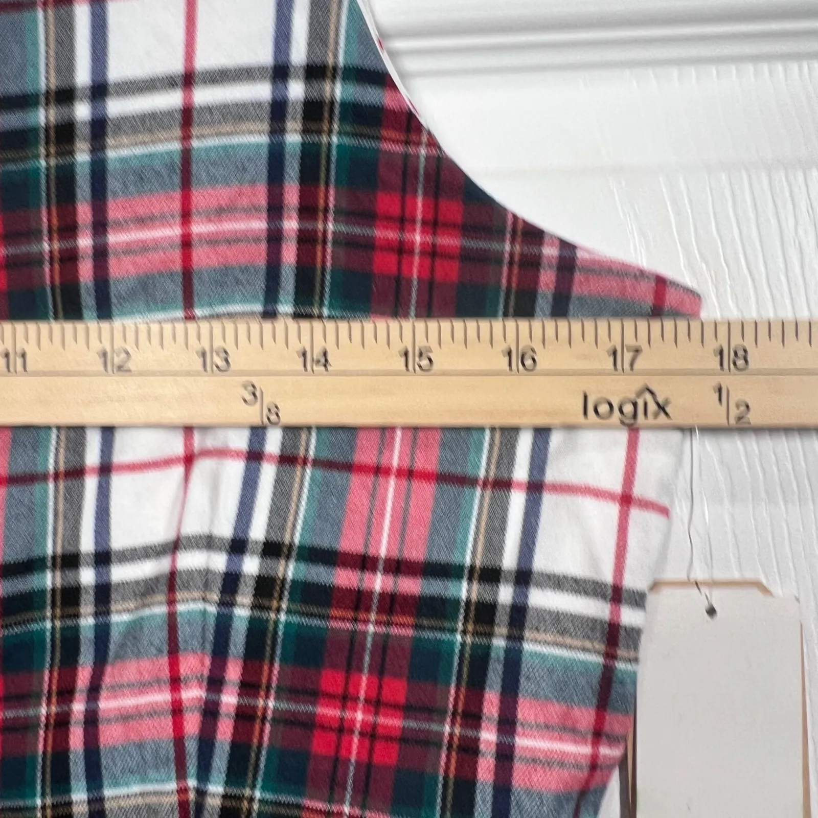 Copper Key Plaid Pinafore Dress Women's Red Green White Square Neck A-line Large - Image 5