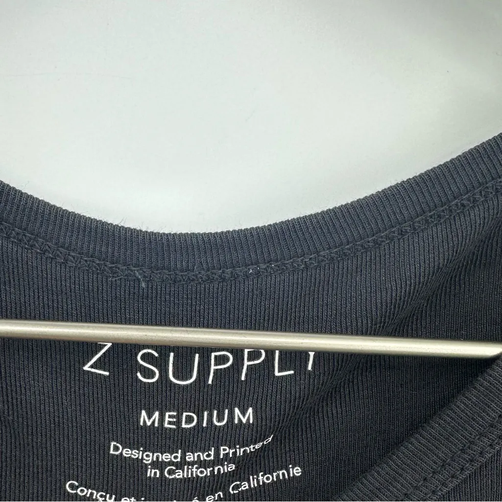 Z Supply Angel Salute Dark Gray Baby Tee Size Medium - Image 4