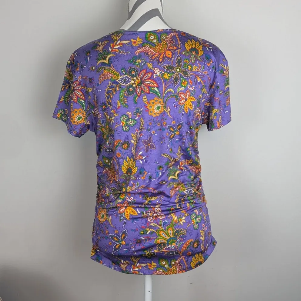 Ralph Lauren Collection Purple Jacobean Floral Paisley Print Top XL - Image 3