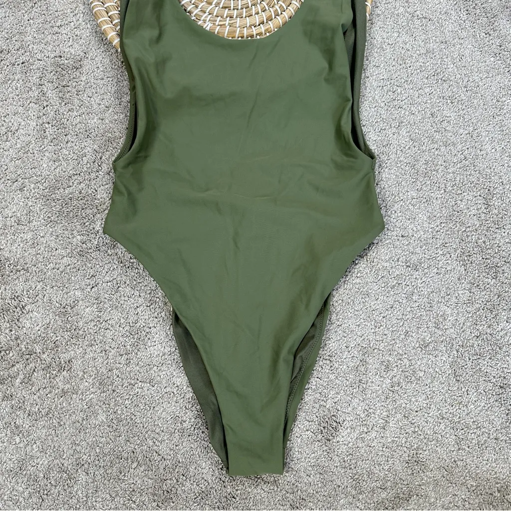 Aerie Women’s Shine Birthday Super Scoop Cheekiest One Piece Swimsuit in Green S - Image 6