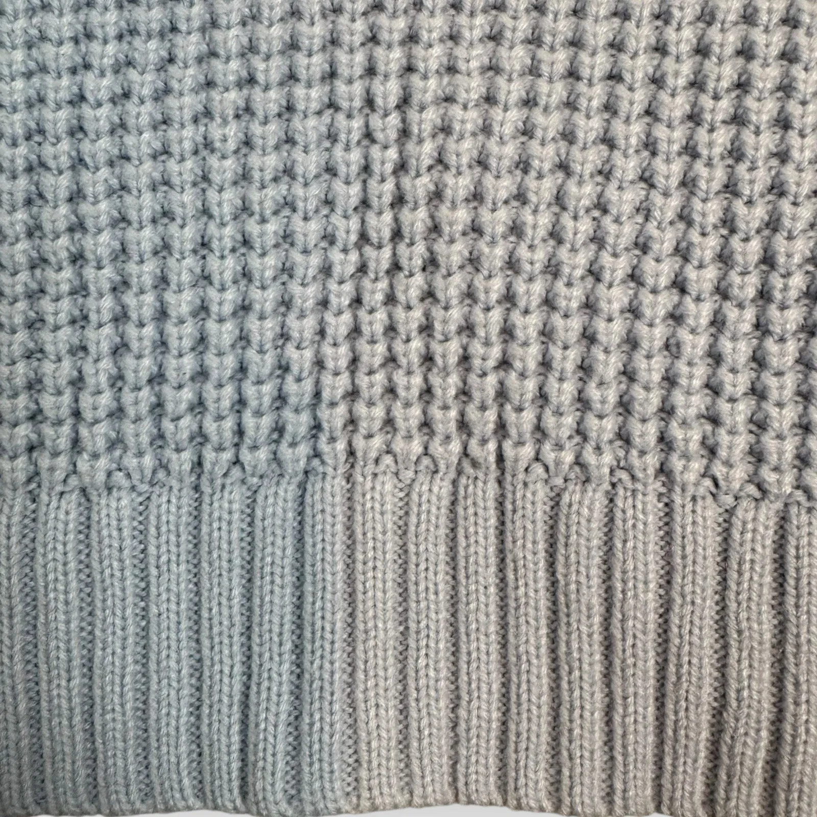 Light Blue Chunky Waffle Knit Cardigan Sweater Size Small - Image 9