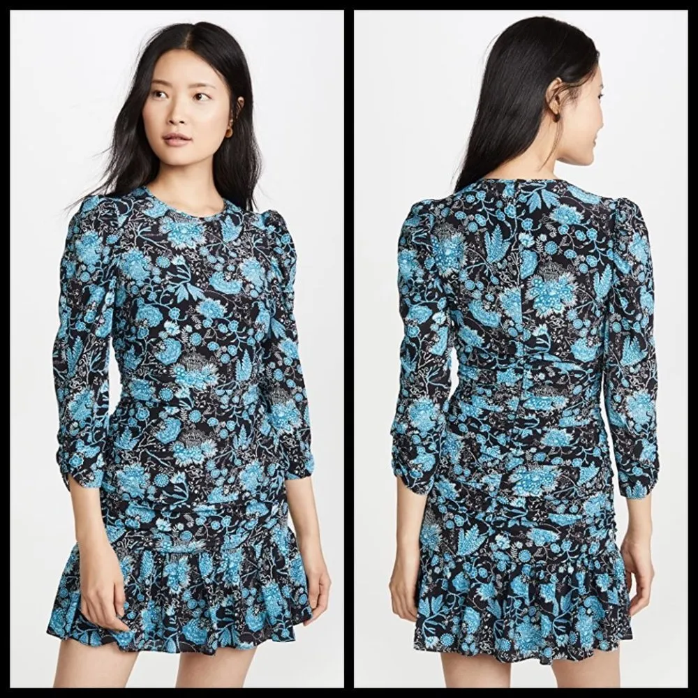💕TANYA TAYLOR💕 Raven Dress ~ Paisley Floral Blue Print 6 NWOT Drop Waist Silk - Image 3