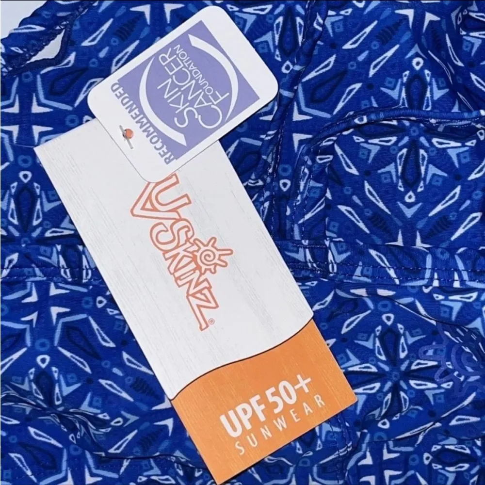 UV Skinz Blue Medallion Crisscross Swim Bra Bikini Top UPF 50+ Women’s XL - Image 4