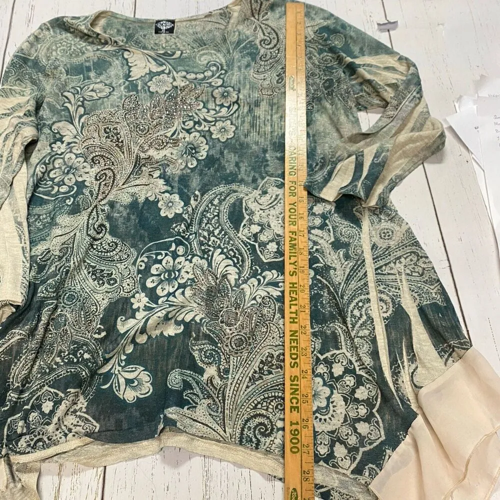 Cal Style Women’s XL Colorful Boho Style Shirt Fairycore Fairy AB Rhinestone - Image 7