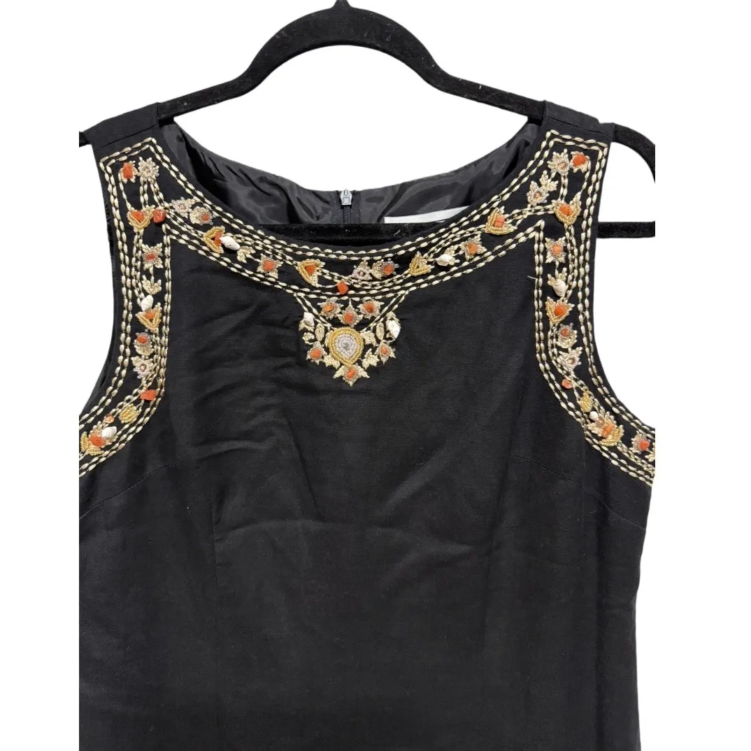 Jessica Howard Vintage Beaded Sea Shell Black Maxi Dress Formal Ocean Size 12 - Image 2