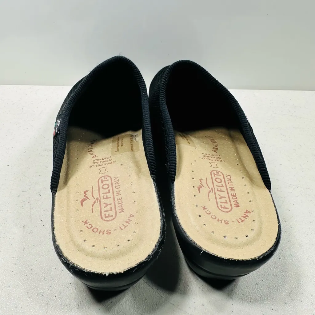 Fly Flot Womens Black Mesh Mules Clogs Italy Anatomic Anti Shock EU 40 US 9 - Image 4
