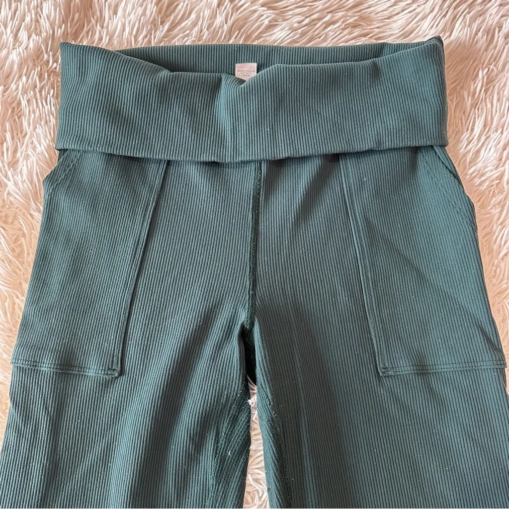 Offline by Aerie Ribbed Flare Leggings Teal Green Size L Long High Rise Yoga - Image 7