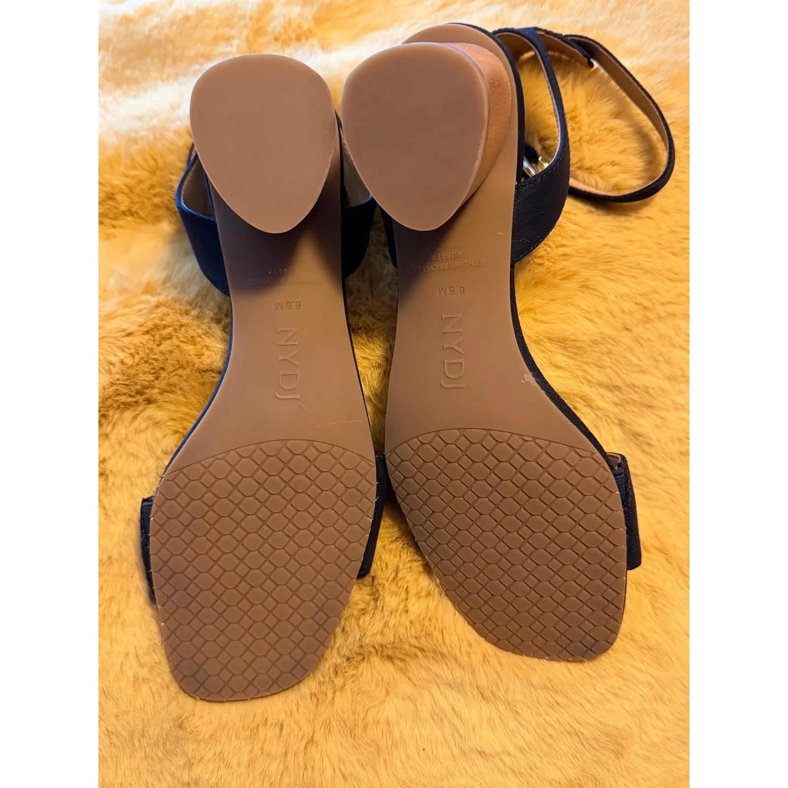 NYDJ Georgia Navy Blue Canvas Block Heel Ankle Strap Sandals Size 6.5M, New - Image 6