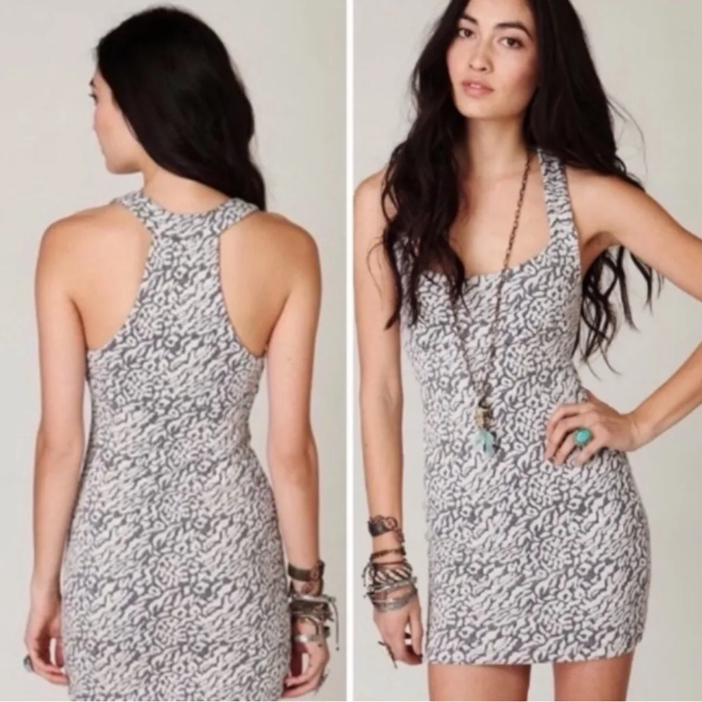 Y2K Free People Textured Leopard Sleeveless Bodycon Mini Dress Medium Mob Wife - Image 3