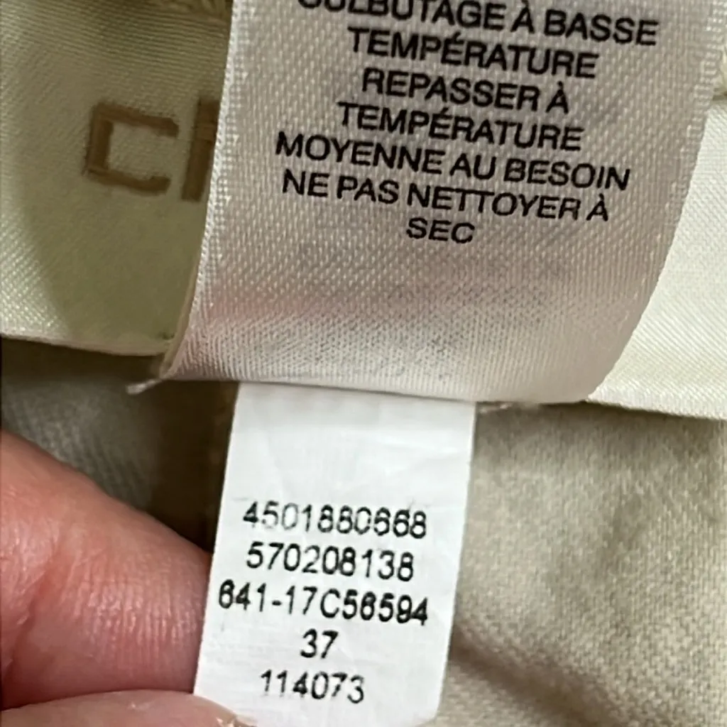 Chico's cropped cargo linen blend side neutral stripe pants, size 12 petite - Image 11