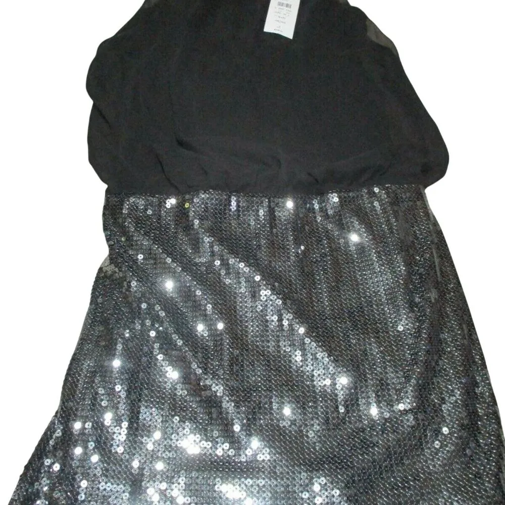 Cache Black Pewter Sheer Illusion Top Sequin Bottom Dress New Lined $188 NWT - Image 4