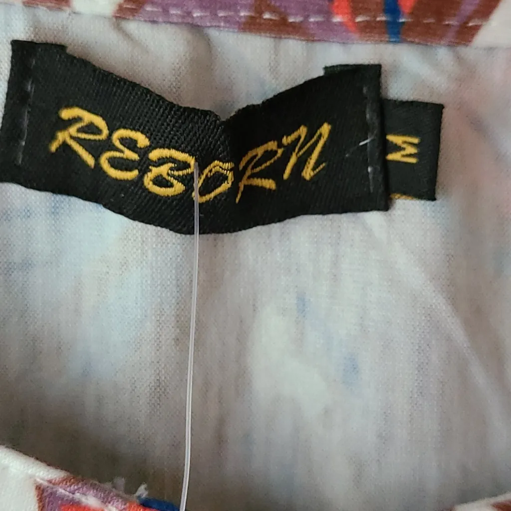 Reborn Bold Floral Tunic Mini Dress M Orange Size M - Image 8