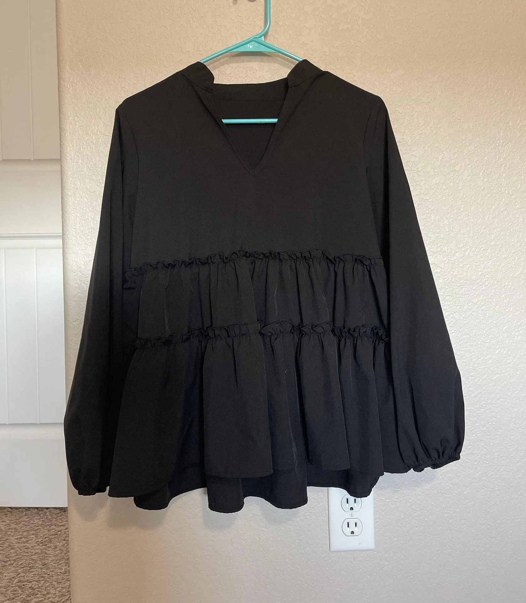 Black Ruffle Hem Blouse - Image 2