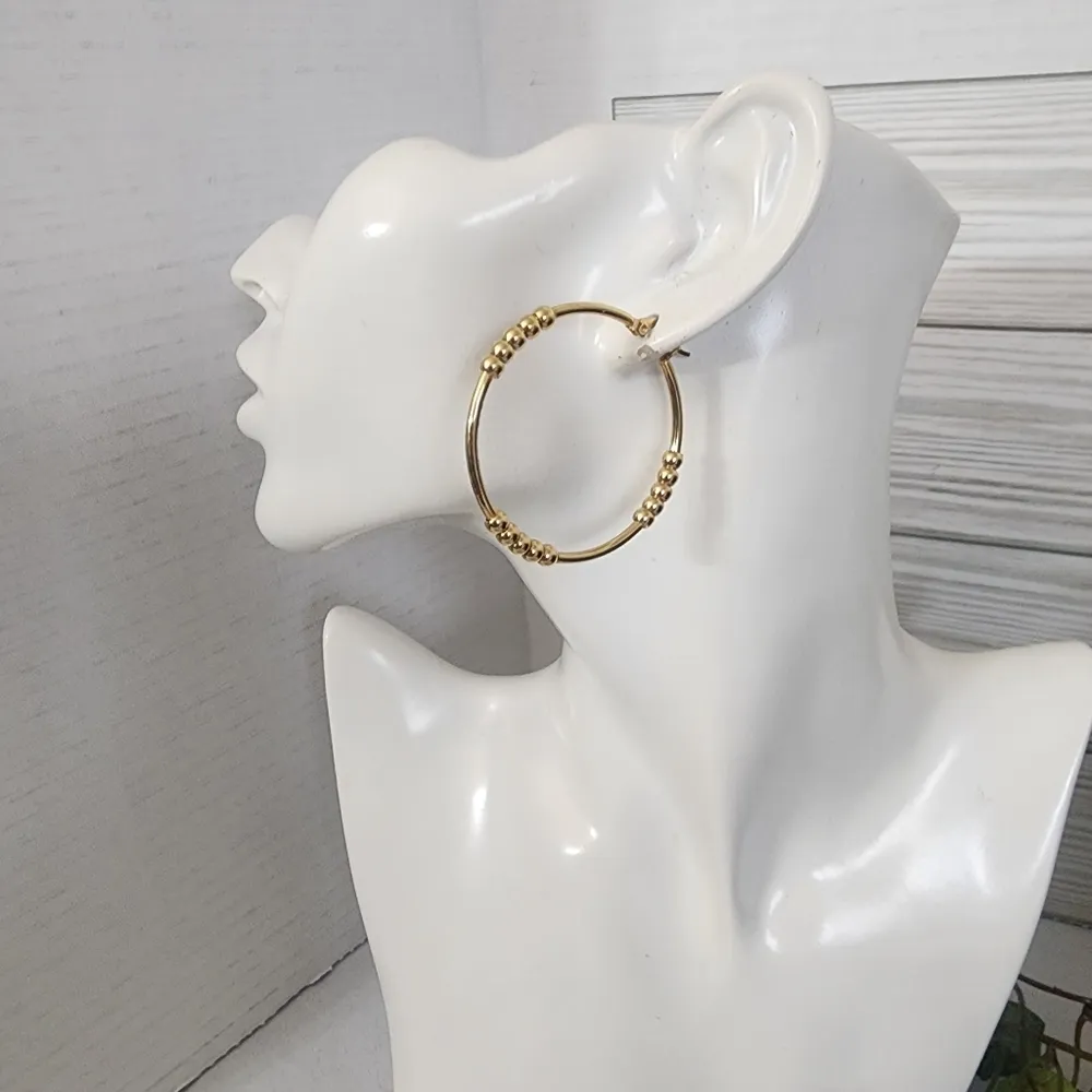 Gold Filled Hoop Earrings Bead Design - Image 7
