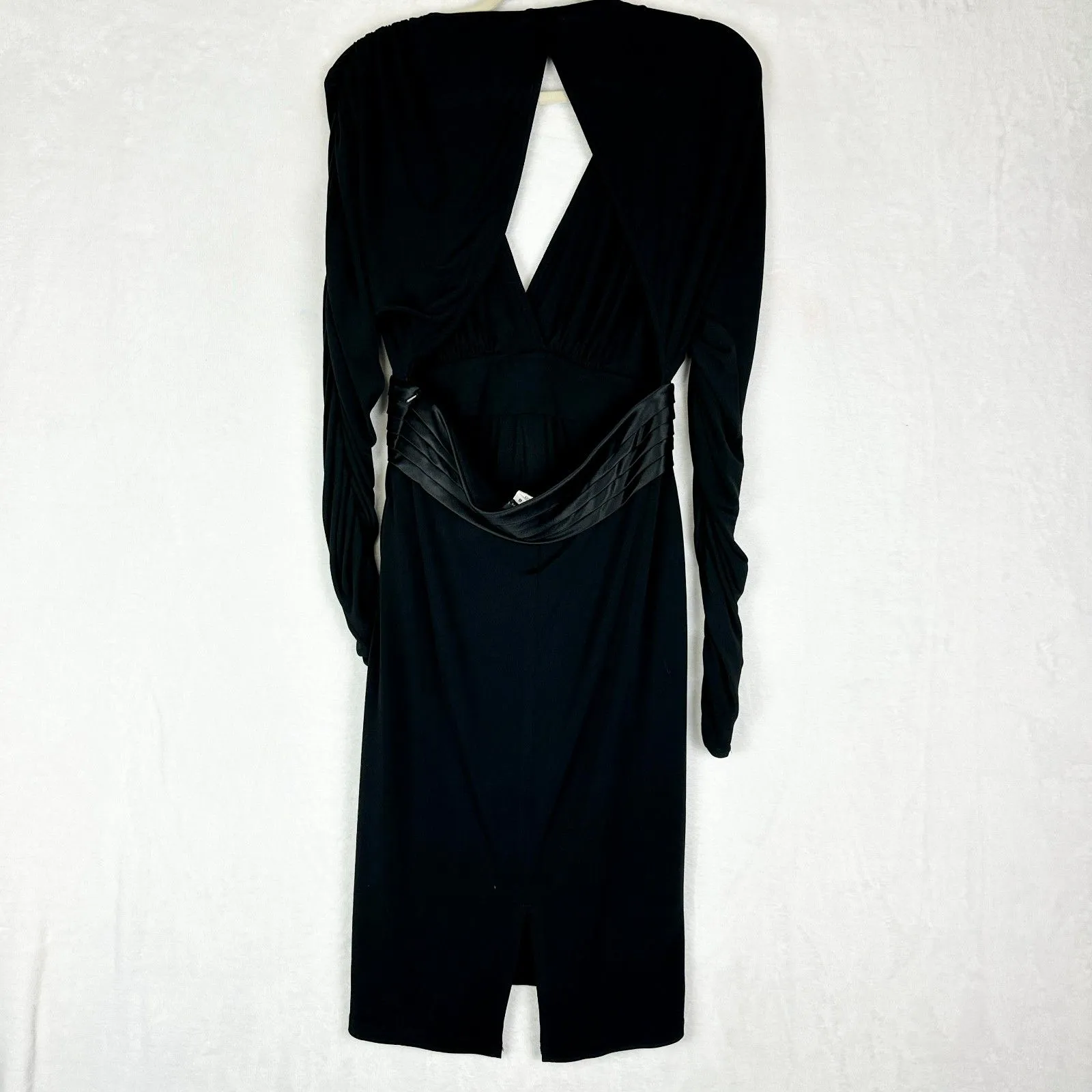 Sue Wong Open Back Ruched Dress Size 8 Black Party Cocktail Gatsby Mod Y2K - Image 2