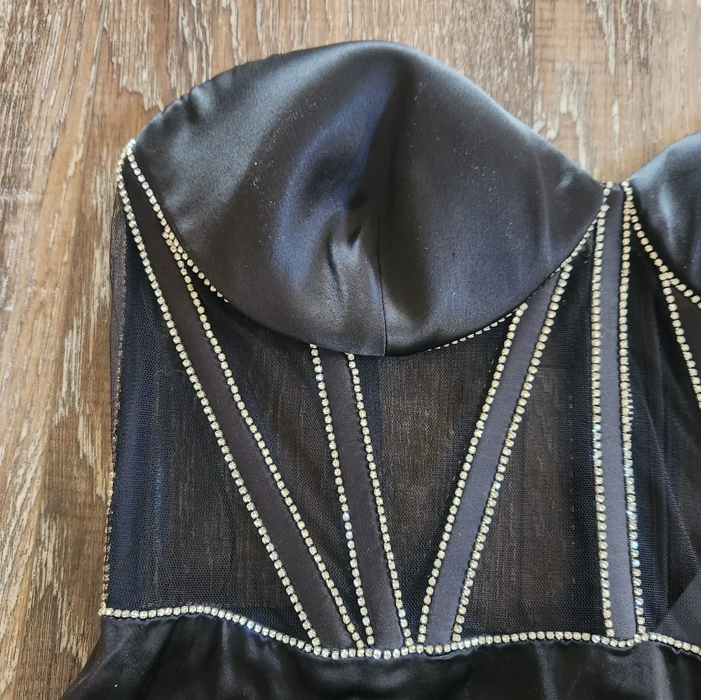 Retrofete Ludlow Dress in Black Large NWT Crystals Corset Strapless Mini - Image 4