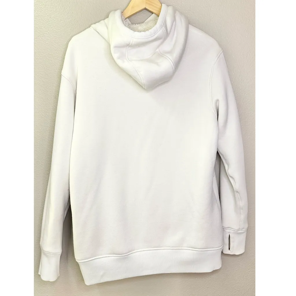 Athleta Reversible Sherpa Sea Salt Soft White Hoodie Sweatshirt Cozy Warm Hood - Image 6