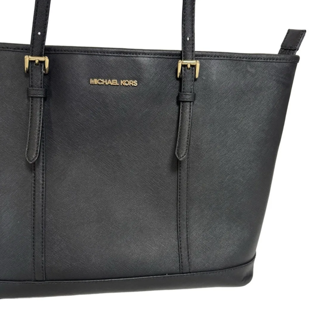 Michael Kors Jet Set Travel Saffiano Leather Top Zip Shoulder Tote - Black - Image 2