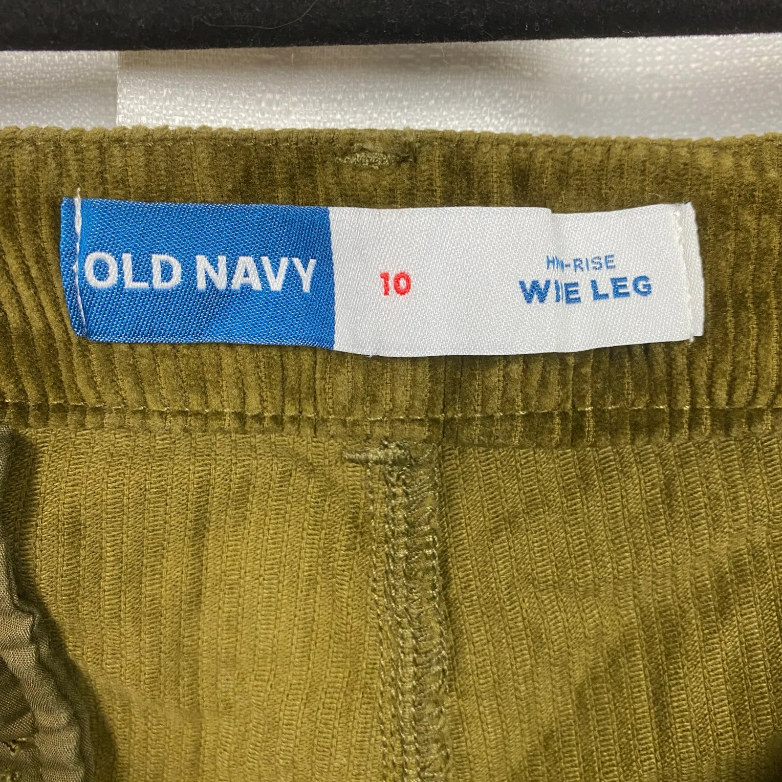 Old Navy Satin Moss Green Brown High Rise Wide Leg Corduroy Pants Sz.10 - Image 8