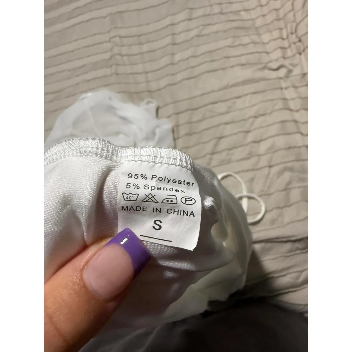 White Lace Trim Sleeveless Tank Top, Size S - Image 2