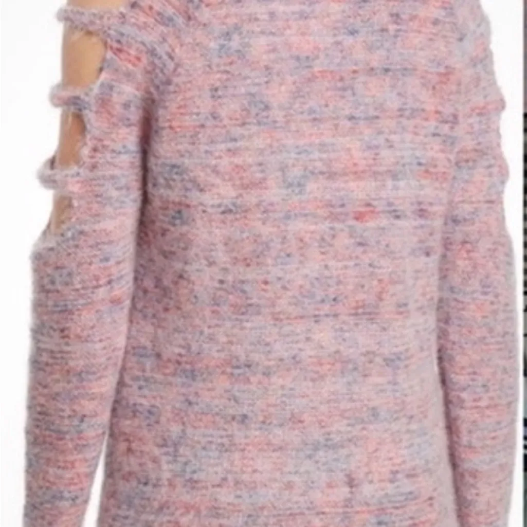 Bam Jara Women’s Lipstick Pink Cold Shoulder Sweater Pullover Small New with Tag - Image 1