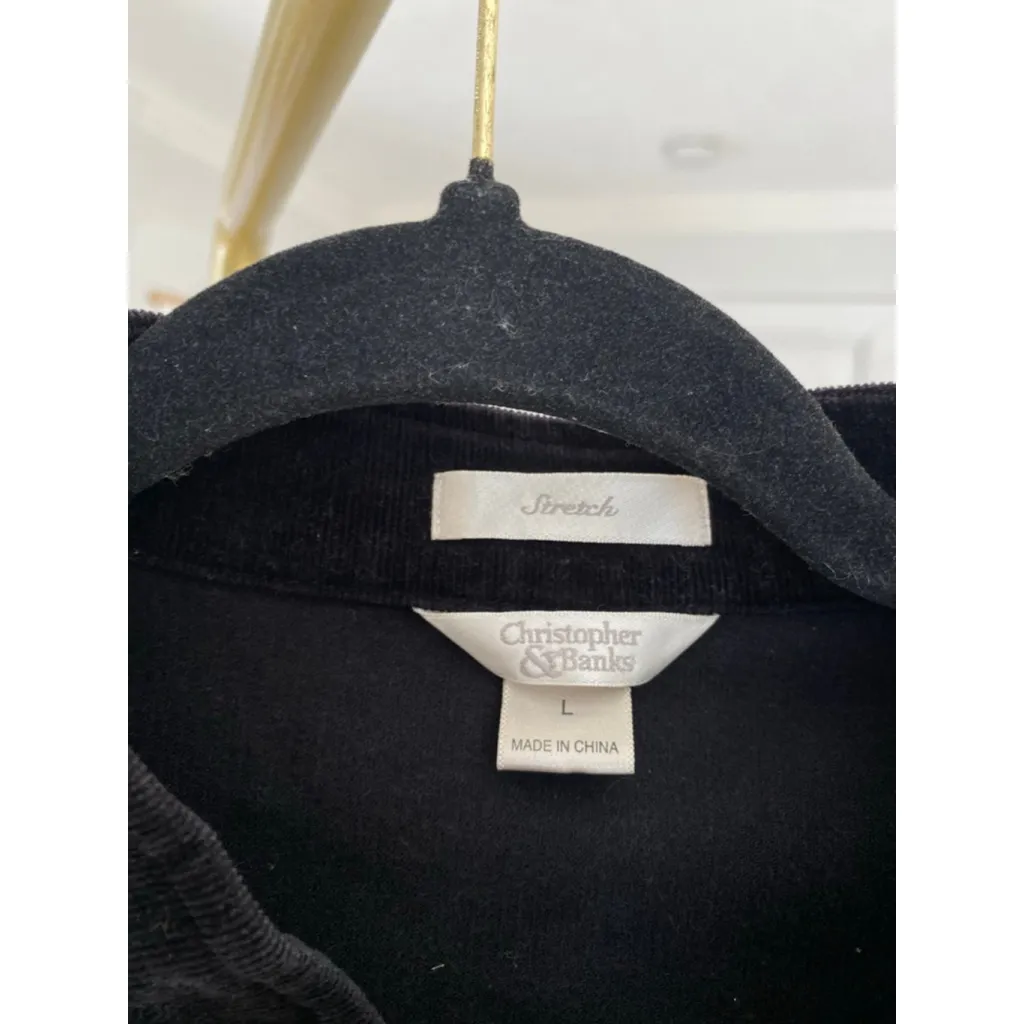 Christopher & Banks Black Corduroy Floral Embroidered Jacket Garden Soirée Boho - Image 9