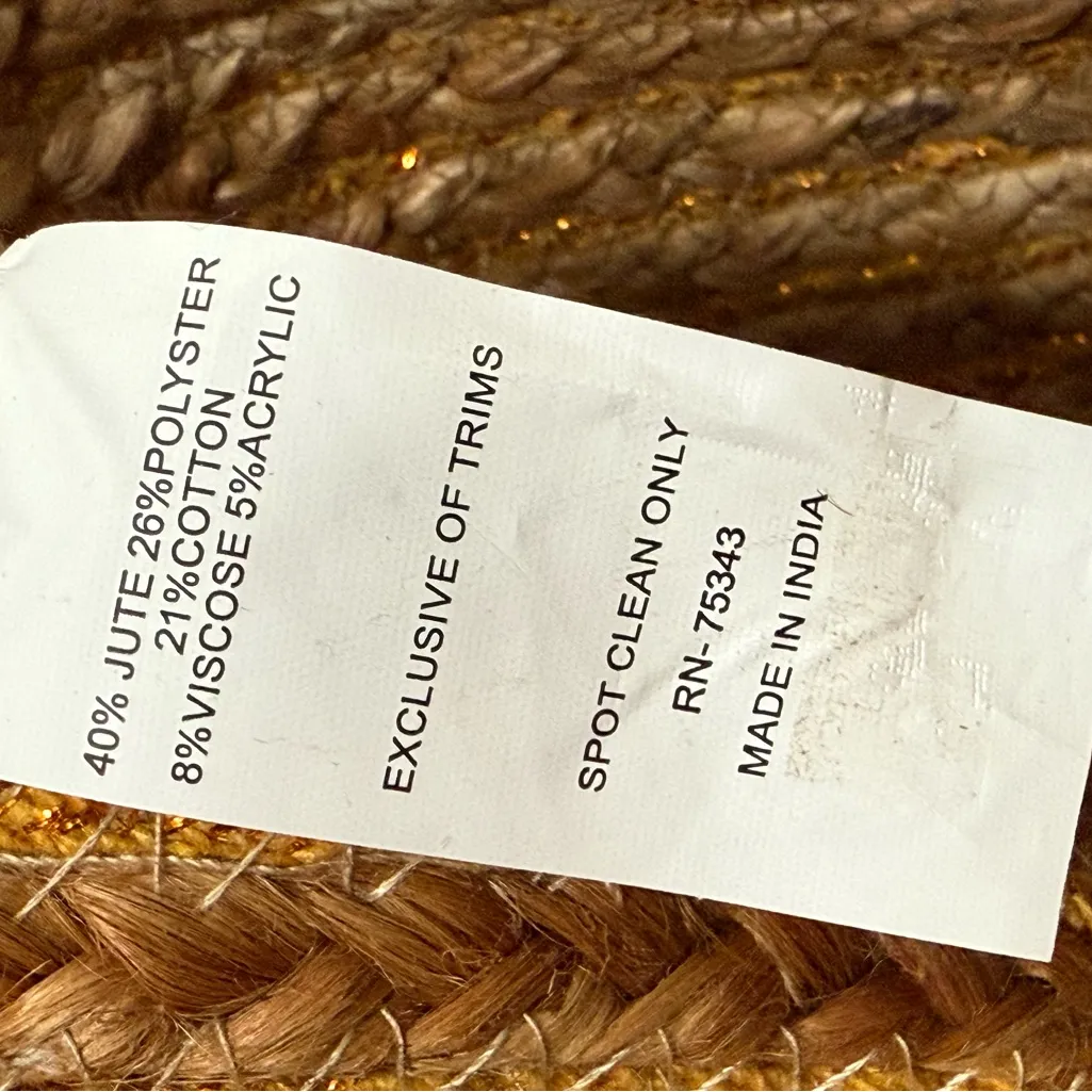 Hobby‎ lobby gold metallic Woven Juke Tote resort beach bag Tan - Image 5