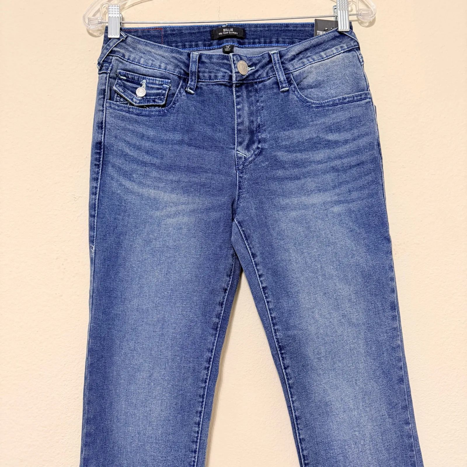 True Religion Billie Mid Rise Straight Leg Jeans Women's Size 28 Blue Wash - Image 3