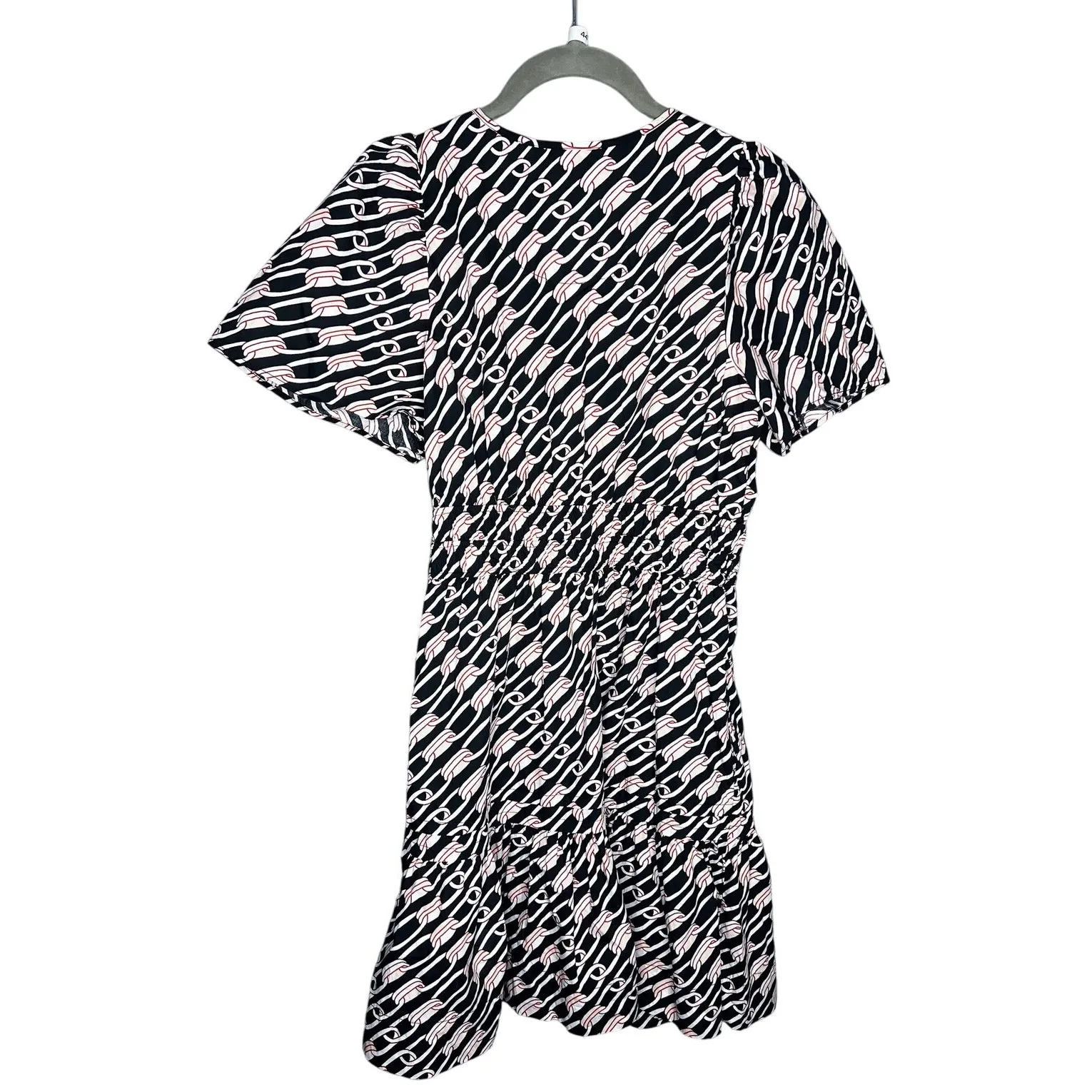 Anthropologie Somerset Tiered Mini Dress Size Small‎ Navy Link Print Cotton - Image 7