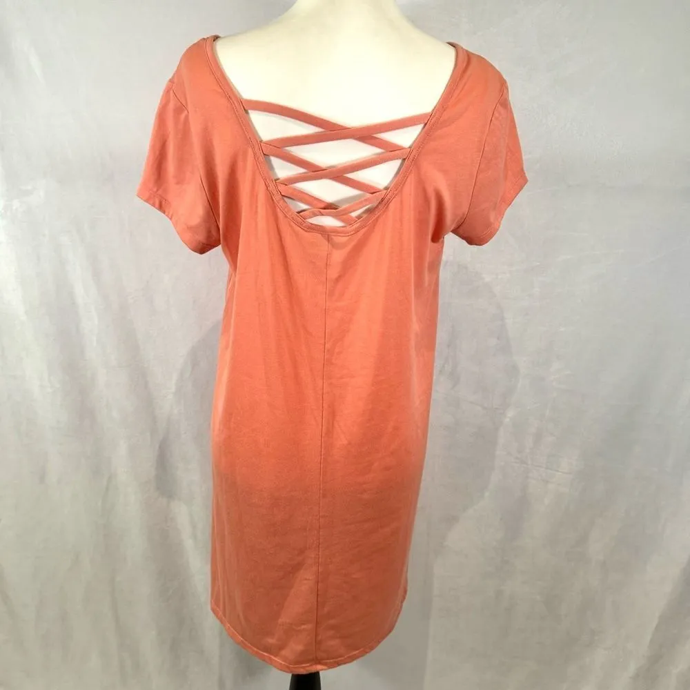 Bobbie Brooks super soft coral cross back shift dress size large - Image 3