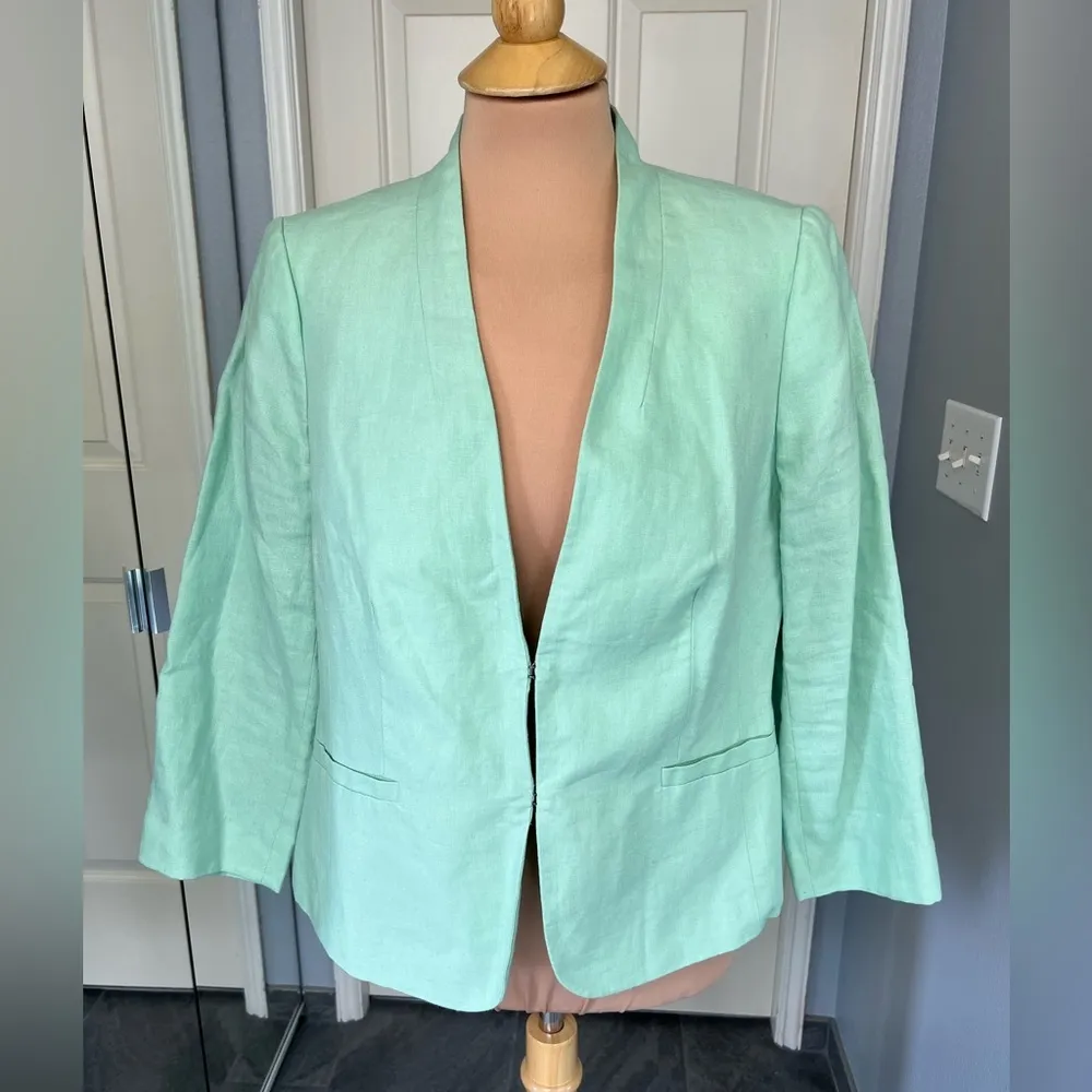 Talbots  The Classic Linen Blazer Mint Pastel‎ Green - Image 2