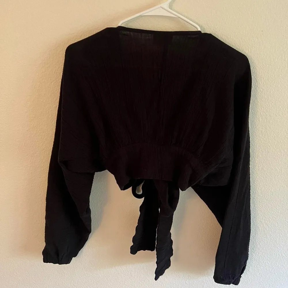 ASOS front tie textured black long sleeve - Image 5