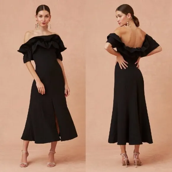 Anthropologie KEEPSAKE Off The Shoulder Ruffle Midi Dress Size Medium NWOT $250 - Image 2