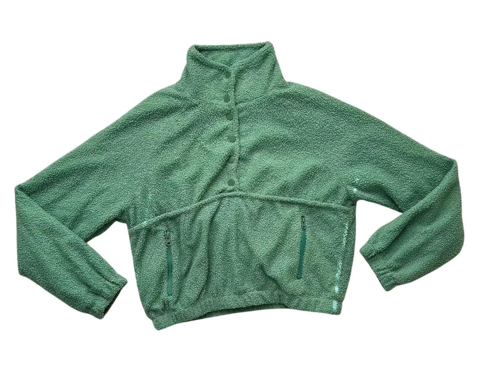 Vestique Green Teddy Cropped Sweatshirt Size Medium - Image 5