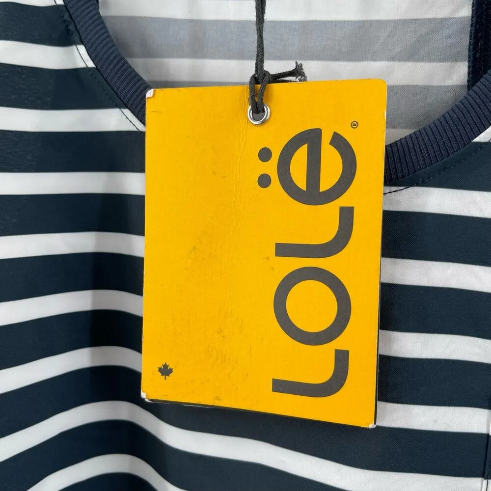 LOLE Tribeca Tank Top Size Small Galaxy Stripe Navy White Athleisure Gym NWT - Image 4