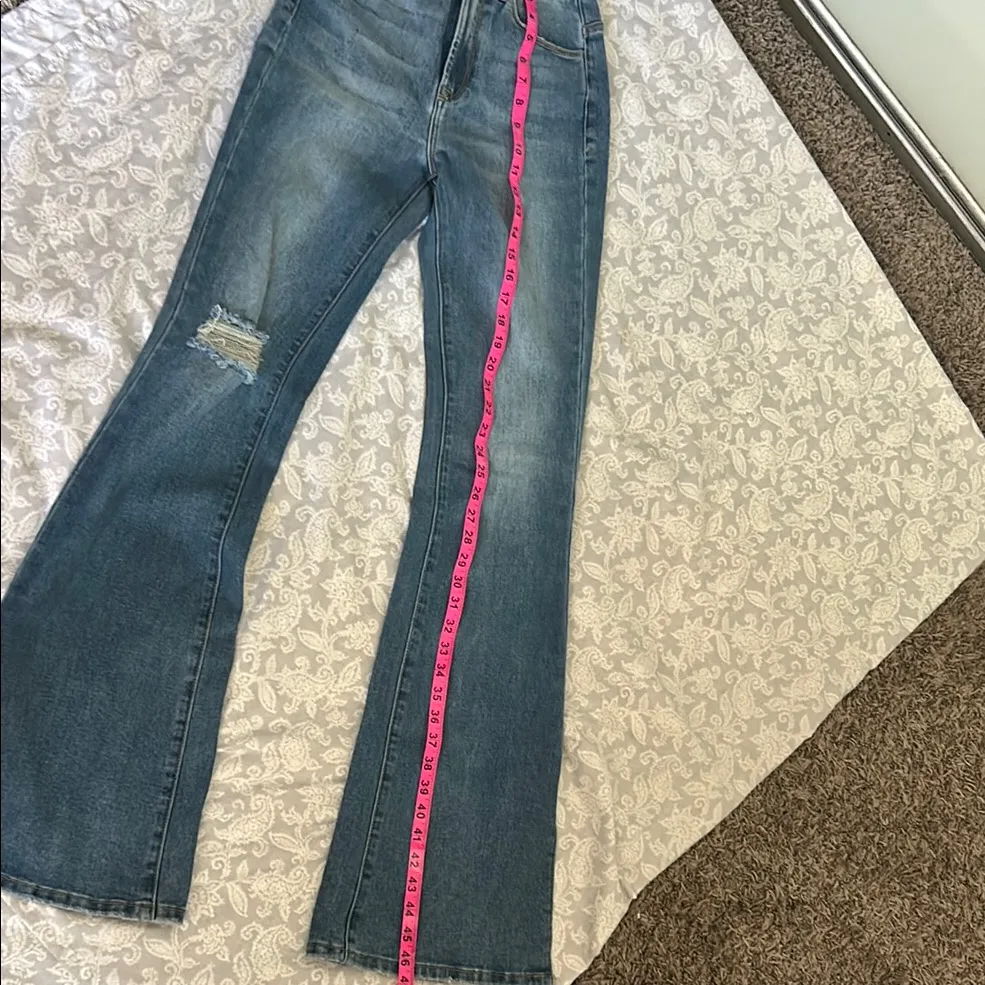 Trendy Blue Flare Jeans Size 24 - Image 10