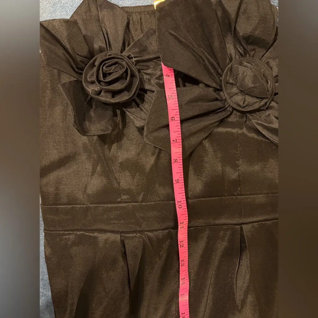 SHEIN  artsy unique 3-D flowers strapless jumpsuit black sz L - Image 8