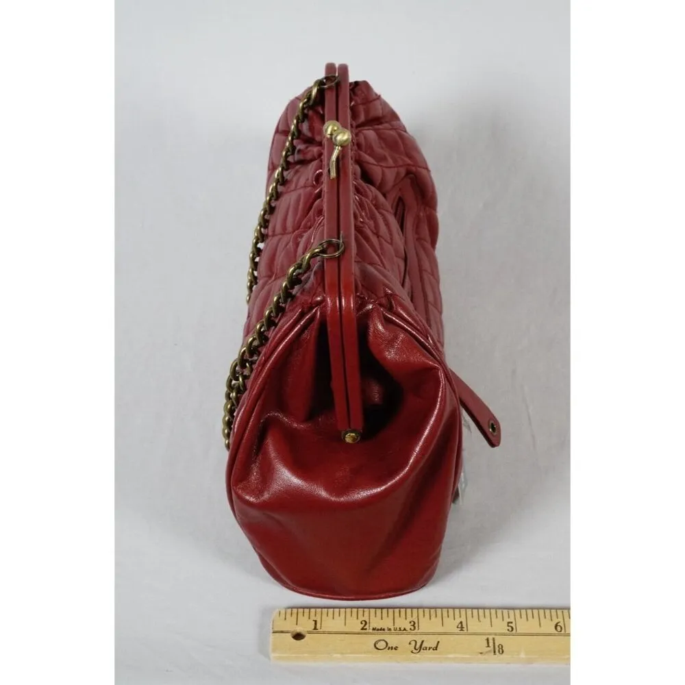Apt. 9 Purse Red Quilted Handbag Clutch Metal Strap NEW - Image 8
