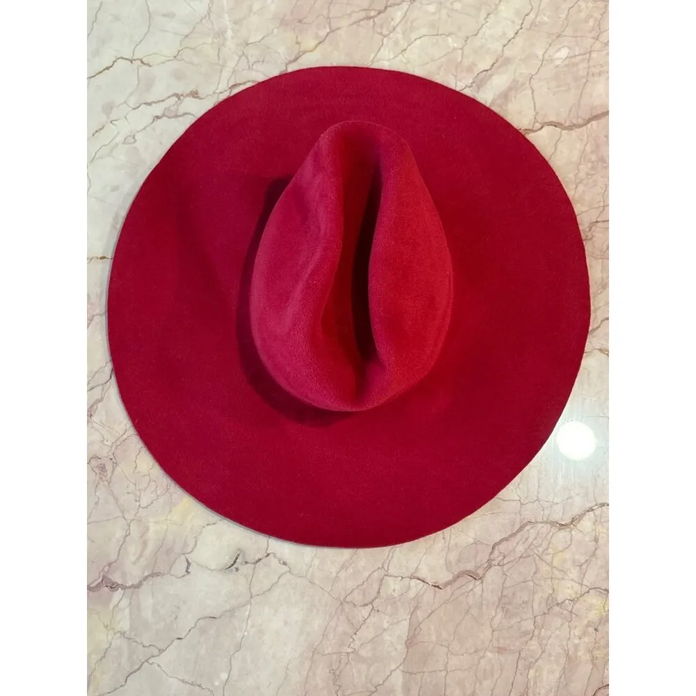 Clyde Star Hat in Vermillion One Size New Womens Red Felt Beach Festival - Image 6