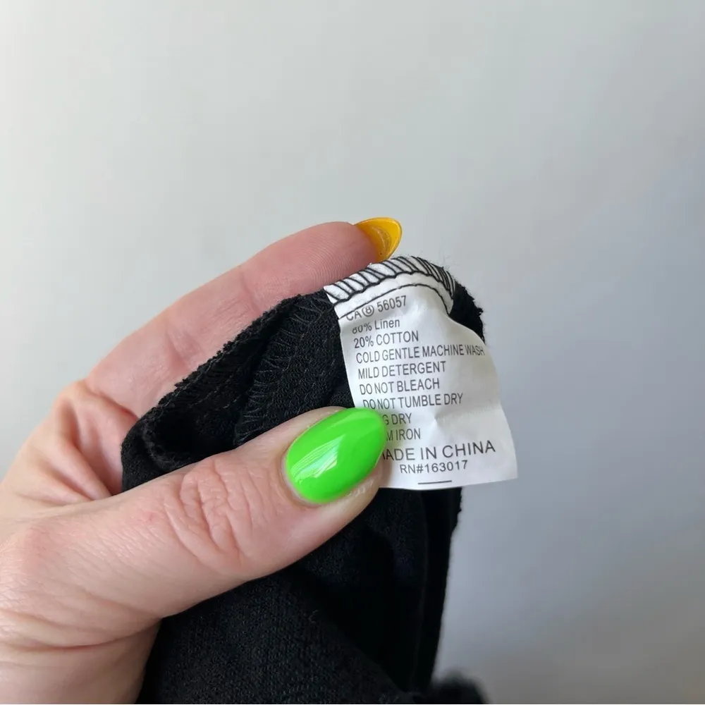 Black Tie Shoulder Cropped Linen Blend Wide Leg Jumpsuit 2 - Image 4