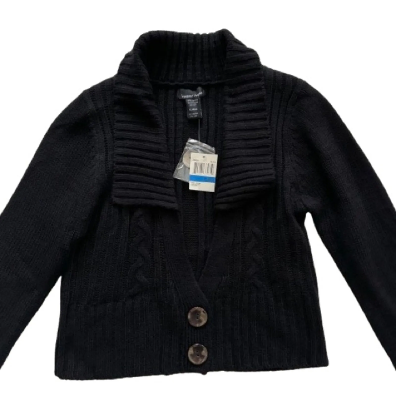 Sweater Project Sweater Black Shawl Collar Crop Cropped Ribbed Cardigan XL NEW - Image 7