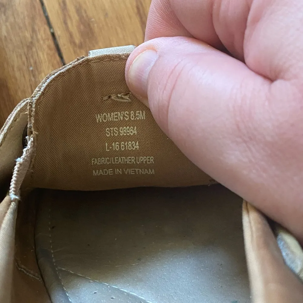 Women's Sperry Top-Sider Tan Beige Leather Boat Shoes Slip Ons Size 8.5 STS98964 - Image 5