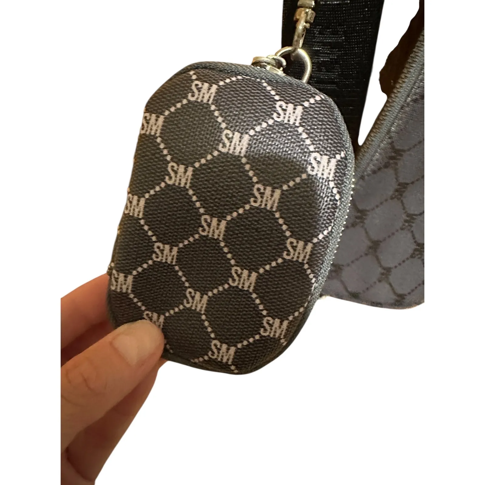 Steve Madden Crossbody Bag SM‎ Monogram Mini Baguette with Coin Purse Black - Image 3