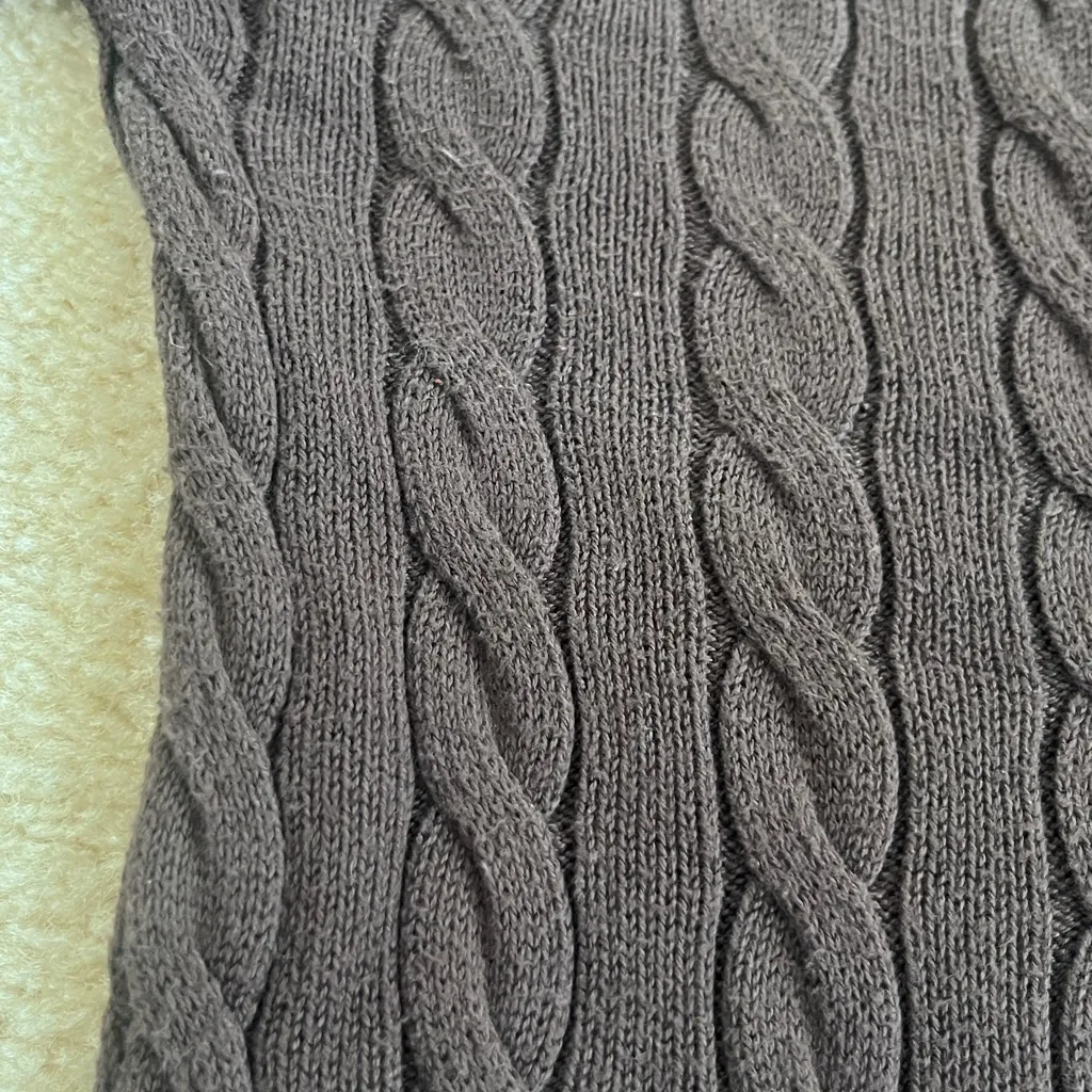 Lacoste V-neck Cable Knit Sweater in Brown Women's 38 - Image 4